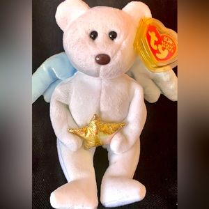 STAR Halo The Angel with blue wings holding a golden star, beanie baby 2003 TY